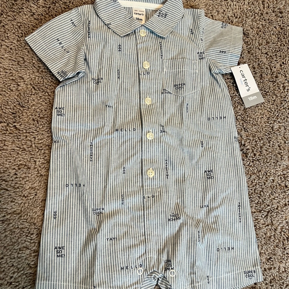 Carter's Light Blue Striped Baby Outfit